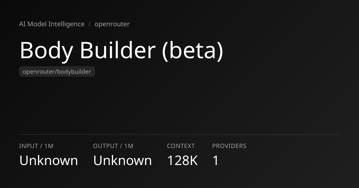 Body Builder (beta): Pricing, Context (128K) & Providers · AI Model ...